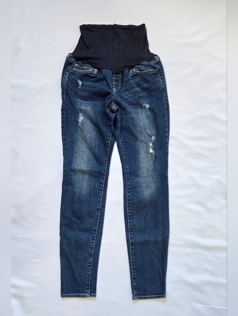 Gap 1969 Maternity Jeans Women's Size 27(S) DarkWash Distressed Authentic Skinny
